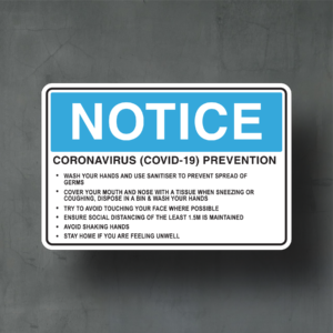 Coronavirus Prevention Sign/Sticker